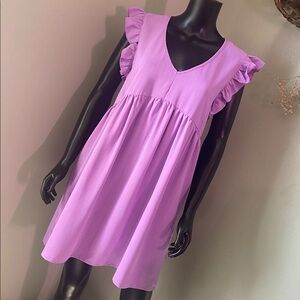 Umgee Purple Ruffle Sleeve Dress with Pockets!